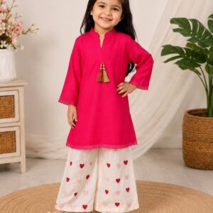 পিওর কটন এমব্রয়ডারি ২- পিস ড্রেস (Pink)